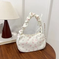 Bolso bajo el brazo blanco con estampado de mariposas rosas y asa fruncida - Mariposa