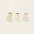 Lot de 3 paires de chaussettes en maille pour bébé fille avec nœuds et détails cerises - S / Violet Kara