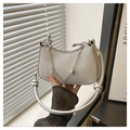 Silver glitter underarm shoulder bag detail view showing delicate chain and texture - Silver
