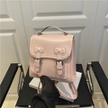 Mini zaino rosa chic con eleganti fiocchi decorativi e raffinata fibbia in metallo - Rosa