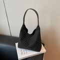 Borsa hobo nera scintillante con strass argentati e manico liscio elegante - Argento
