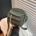 Bolso bandolera de pana verde oscuro a la moda con detalles de cremallera trenzada mujer - Verde