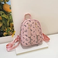 Rosa Mini-Rucksack aus Leder mit schwarzen Bärenmustern und goldenen Reißverschlüssen - Rosa