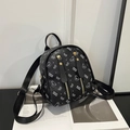 Mini sac à dos noir en cuir PU avec motifs d'ours et bretelles en nylon réglables - Noir