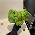 Borsa a nuvola verde lime trapuntata con coulisse e design del manico a pieghe - Verde