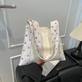 Sac fourre-tout chic en similicuir blanc crème avec œillets et rivets en métal doré - Blanc