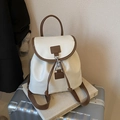 Zaino retrò in ecopelle bianca e marrone con chiusura a coulisse regolabile - Bianco