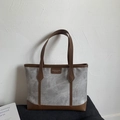 Borsa tote alla moda grigia e marrone con tracolla resistente e grande capacità interna - Grigio