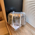 Chic silver metallic travel tote with a bow detail and stylish embroidery for summer style - Silver