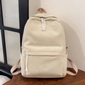 Minimalist cream corduroy backpack with striped texture and practical front pocket - Khaki