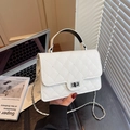 Elegant white quilted crossbody bag with silver hardware and a classic chain strap - White
