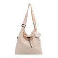 Japanese style cream large capacity nylon tote bag with cloud charm and adjustable strap - With Pendant / Off White