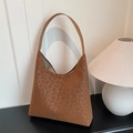 Borsa hobo vintage leopardata con motivo animalier e tracolla in pelle liscia marrone - Marrone