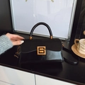 Retro zwarte crossbodytas met matte klep en gouden gesp voor dames in 2025 - Zwart