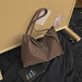 Borsa tote retrò leopardata in finta pelle scamosciata con chiusura magnetica argento - Marrone