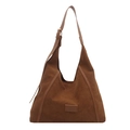 Braune Shopper-Tasche aus Wildleder-Imitat mit verstellbarem Riemen und viel Stauraum - Braun