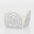 Pirottini per cupcake argento glitterati con design a rosa tagliata al laser per nozze - Argento Scintillante