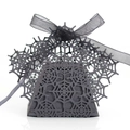 Halloween schwarze hohle Spinnennetz-Bonbonschachtel mit einer schwarzen Schleife - Spinnennetz-Stil (XTH-381)