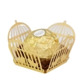 Scatola decorativa per caramelle a forma di gabbia dorata con intricati motivi laserati - Oro