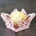 Pink laser-cut butterfly cupcake wrappers for wedding and party dessert decoration - Pink