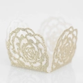 Pirottini per cupcake color oro champagne glitterato con rose tagliate laser - Oro Chiaro Glitter