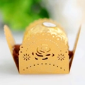 Laser-cut gold paper chocolate wrapper with elegant rose patterns for wedding favors - Gold