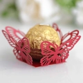 Elegant red butterfly laser-cut paper decorative holder for chocolates and cupcakes - Pearlescent Red