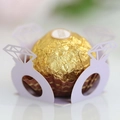 White hollow-out diamond ring paper candy box for wedding chocolate decorations - Light Purple