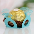 Light blue hollow laser cut diamond ring paper candy holder for wedding party favors - Turquoise Blue