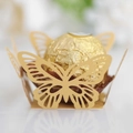 Elegant laser cut golden butterfly paper candy box for wedding chocolate packaging decor - Gold