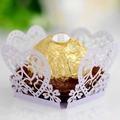 Laser cut white paper chocolate wrapper with hollow heart pattern for wedding decor - Light Purple