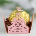 Pink laser-cut cake hollowed chocolate paper box for birthday party decorations - Pink