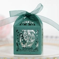 Boîte de mariage vert foncé découpée au laser avec motif de cheval et ruban mousseline - Vert Foncé