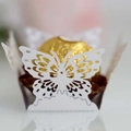 White laser-cut butterfly chocolate wrapper with elegant hollow lace for wedding favors - White