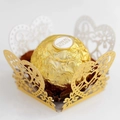 Gold heart-shaped laser-cut chocolate wrapper for European style wedding favor boxes - Reflective Gold
