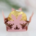 Pink laser-cut snowflake chocolate holder for Ferrero party favors and Christmas decor - Pink