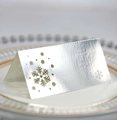 Segnaposto argento con fiocco di neve traforato per tavola natalizia e matrimonio invernale - Argento Riflettente