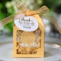 Elegant gold laser-cut hot air balloon gift box with ribbon and thank you tag for weddings - Gold