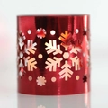 Red metal candle holder with hollow snowflake pattern for Christmas decoration - Double Sided Reflective Red