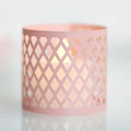 Portacandele in carta rosa con trama a diamante e luce LED calda per decorazione - Rosa