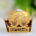 Golden laser-cut swan heart paper chocolate holder for weddings and parties - Gold