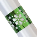 Glossy green Christmas napkin ring with white snowflake pattern on silk fabric - Double-Sided Reflective Green