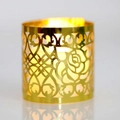 Golden laser-cut rose hollow candle holder with elegant floral pattern and warm light - Double Sided Reflective Gold