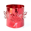 Portacandela in metallo rosso con design a foglie di acero intagliate al laser per feste - Rosso Riflettente Doppio Lato