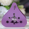 Purple laser cut Christmas tree candy box with snowflake pattern for holiday table decor - Dark Purple