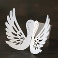 Elegant white laser-cut swan paper napkin ring with a pearl finish for wedding decor - White