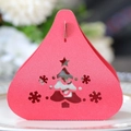 Boîte cadeau triangle évidée sapin de Noël rouge pour bonbons et décorations de fête - Rouge Perlé