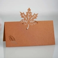 Elegant bronze maple leaf laser-cut place card with a pearlescent finish for weddings - Antique Bronze