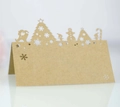 Marque-places de Noël découpés au laser avec renne et bonhomme de neige en papier kraft - Papier kraft