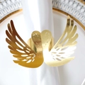 Elegant gold swan heart napkin ring with intricate laser cut hollow wings for weddings - Reflective Gold
